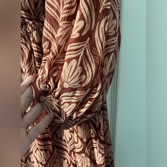 LC Lauren Conrad 2X Long Sleeve Maroon Dress with gold shimmer ✨NWT - Picture 7 of 15